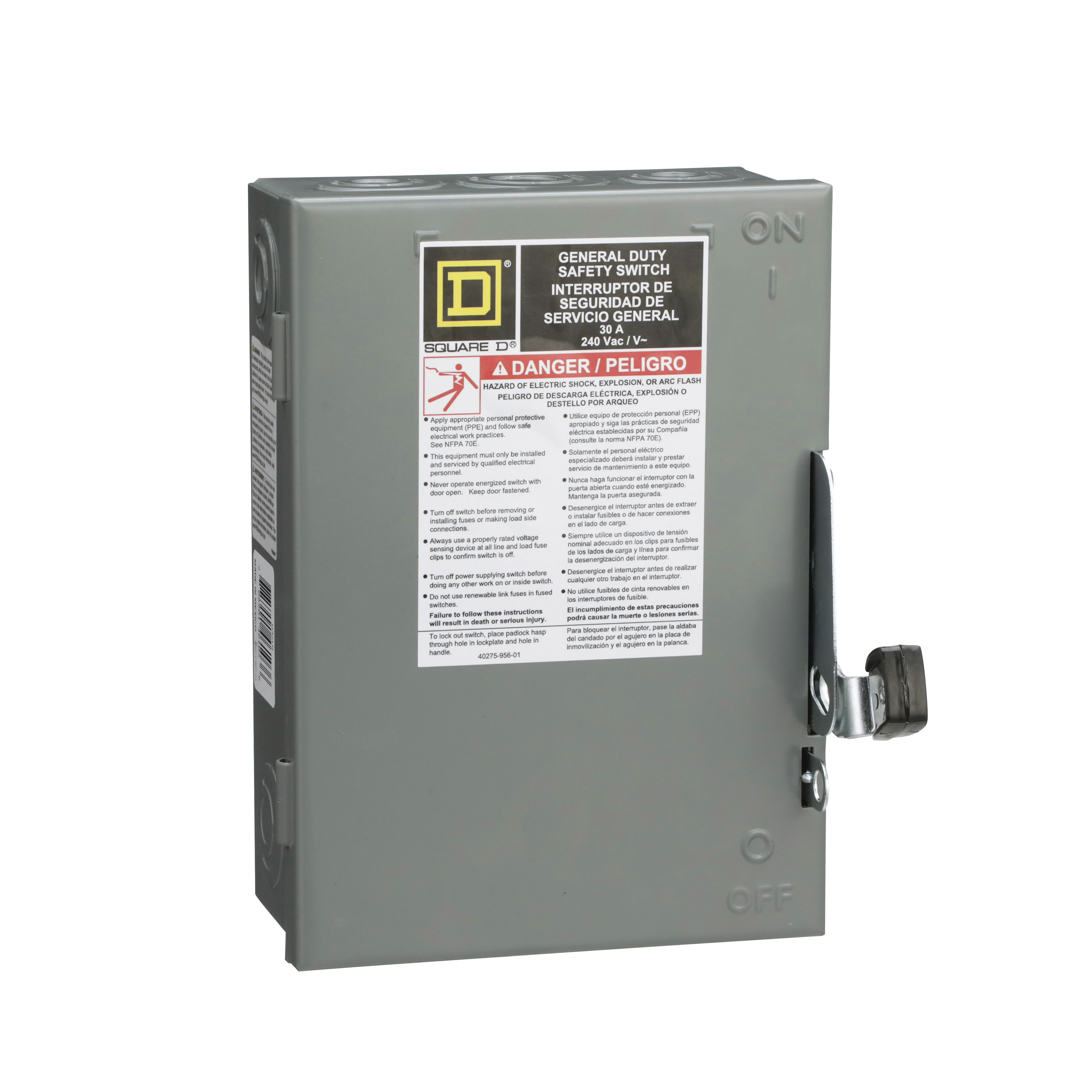 Interruptor de Seguridad Squere D 30A 3 Polos 240V | D321N NEMA 1 con portafusibles
