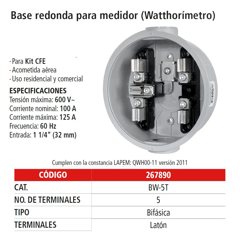 Base Medidor De Luz 5 Aluminio Espec Iusa