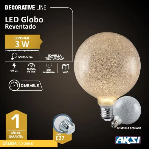 Foco LED globo reventado