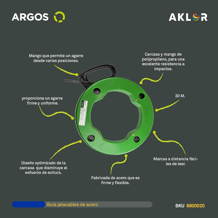 Guía jala cables de acero 30 metros