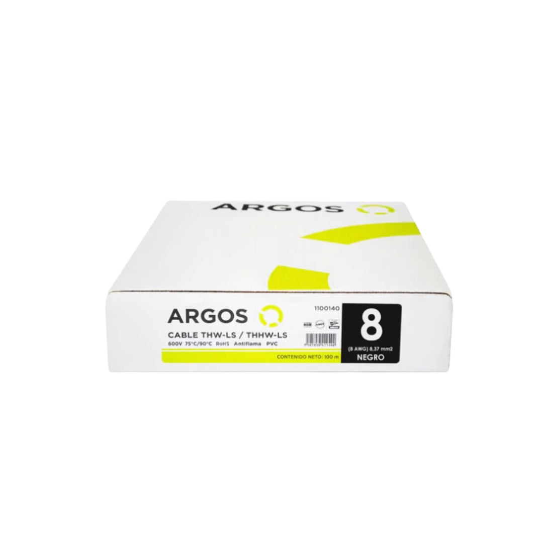 Cable Argos Twh #8 Negro Caja con 100 mts