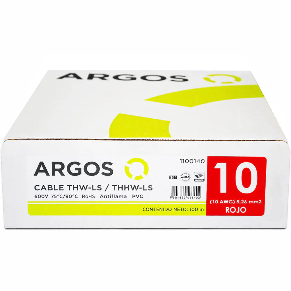 Cable Argos THW #10 Rojo Caja con 100 mts