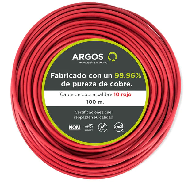 Cable Argos THW #10 Rojo Caja con 100 mts