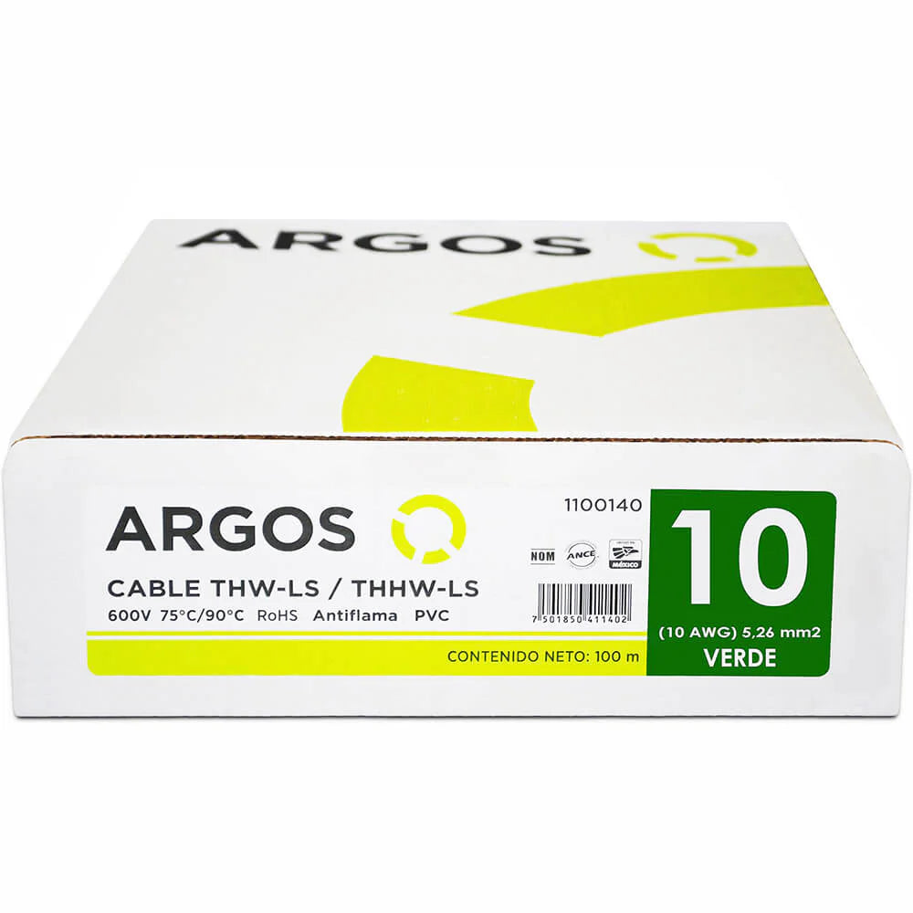 Cable Argos THW #10 Verde Caja con 100 mts