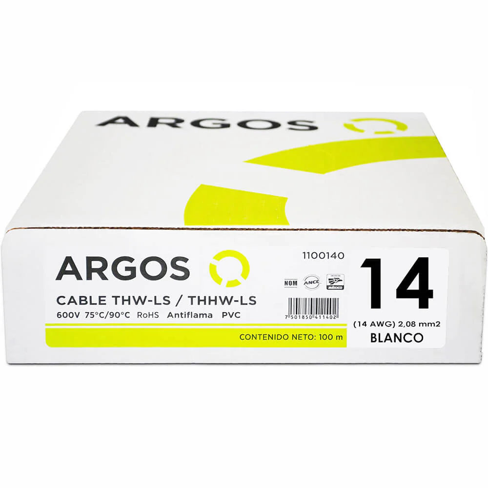 Cable Argos Thw #14 Blanco Caja con 100 mts