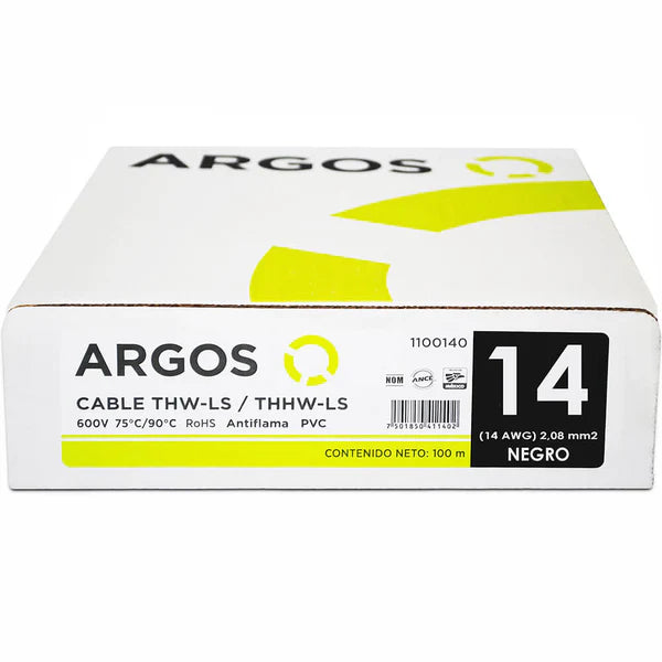 Cable Argos Thw #14 Negro Caja con 100 mts