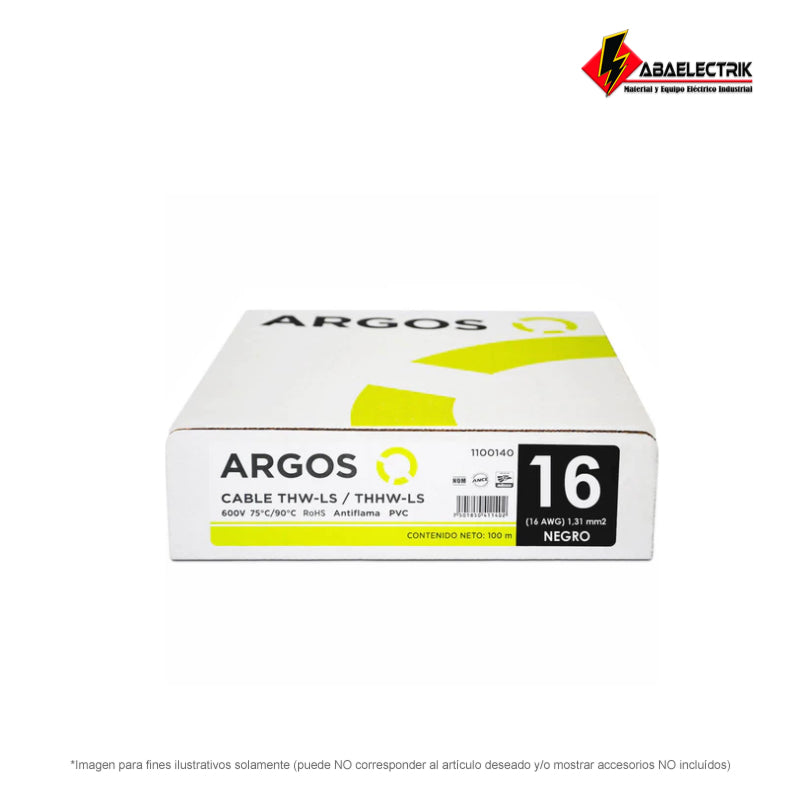 Cable Argos THW #16 Negro Caja con 100 mts