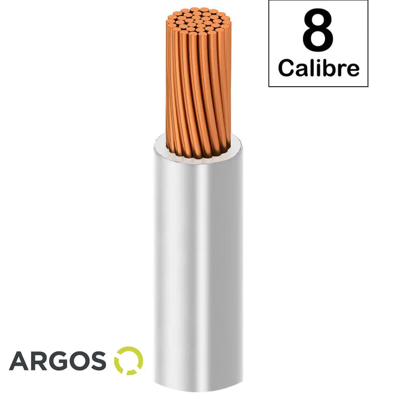 Cable Argos TWH #8 Blanco Caja con 100 mts