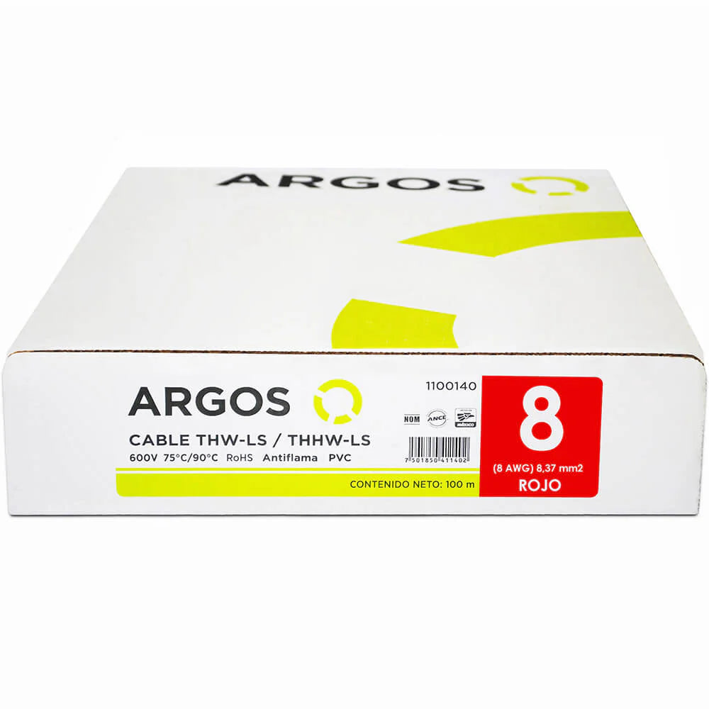 Cable Argos Twh #8 Rojo Caja con 100 mts