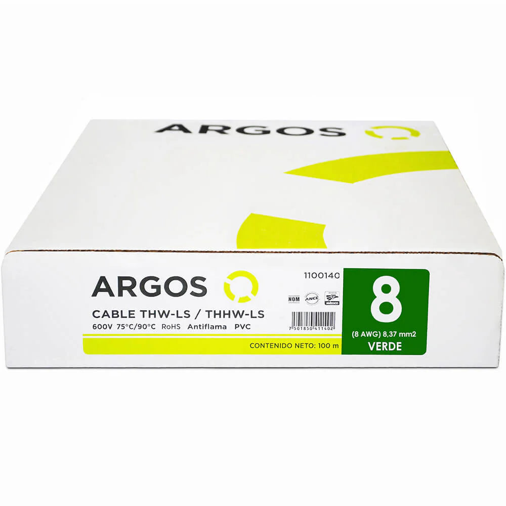 Cable Argos Twh #8 Verde Caja con 100 mts