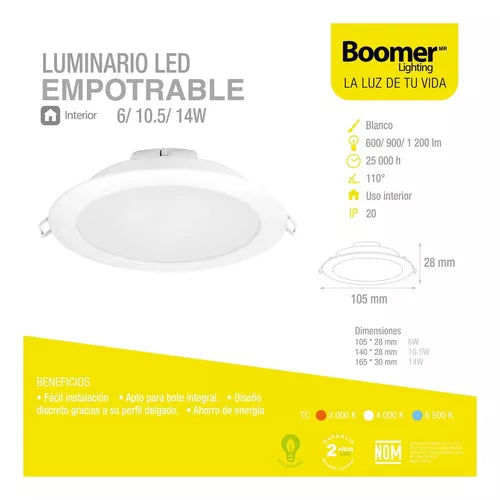 Luminario LED empotrable 10.5W