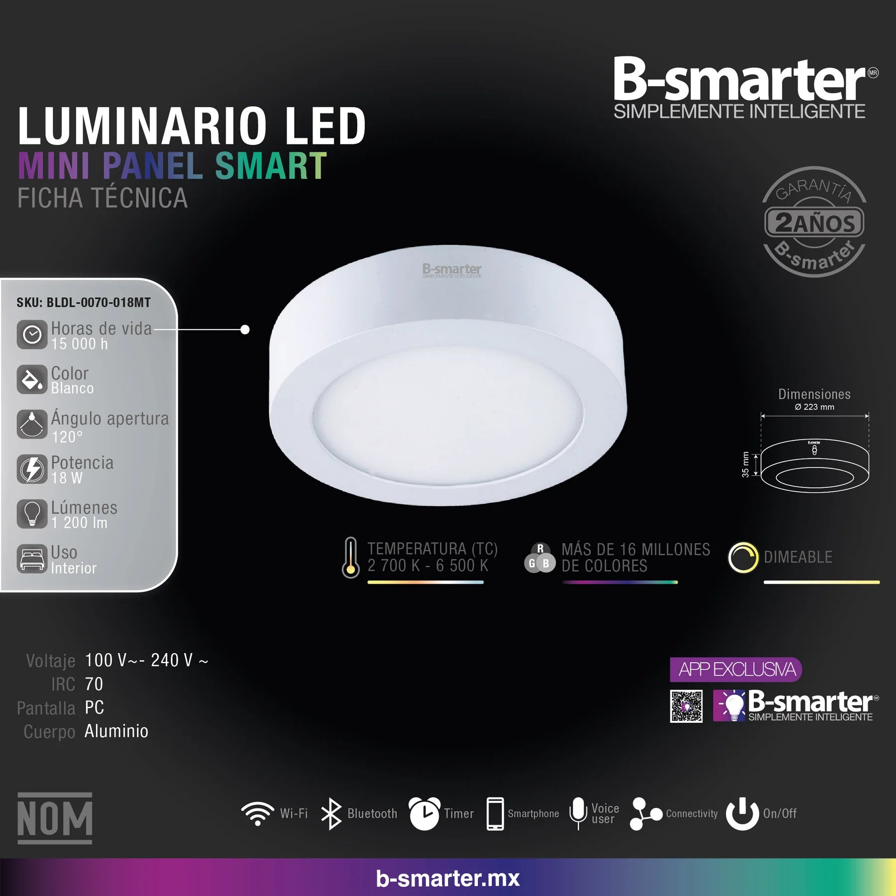 Luminario LED mini panel Smart