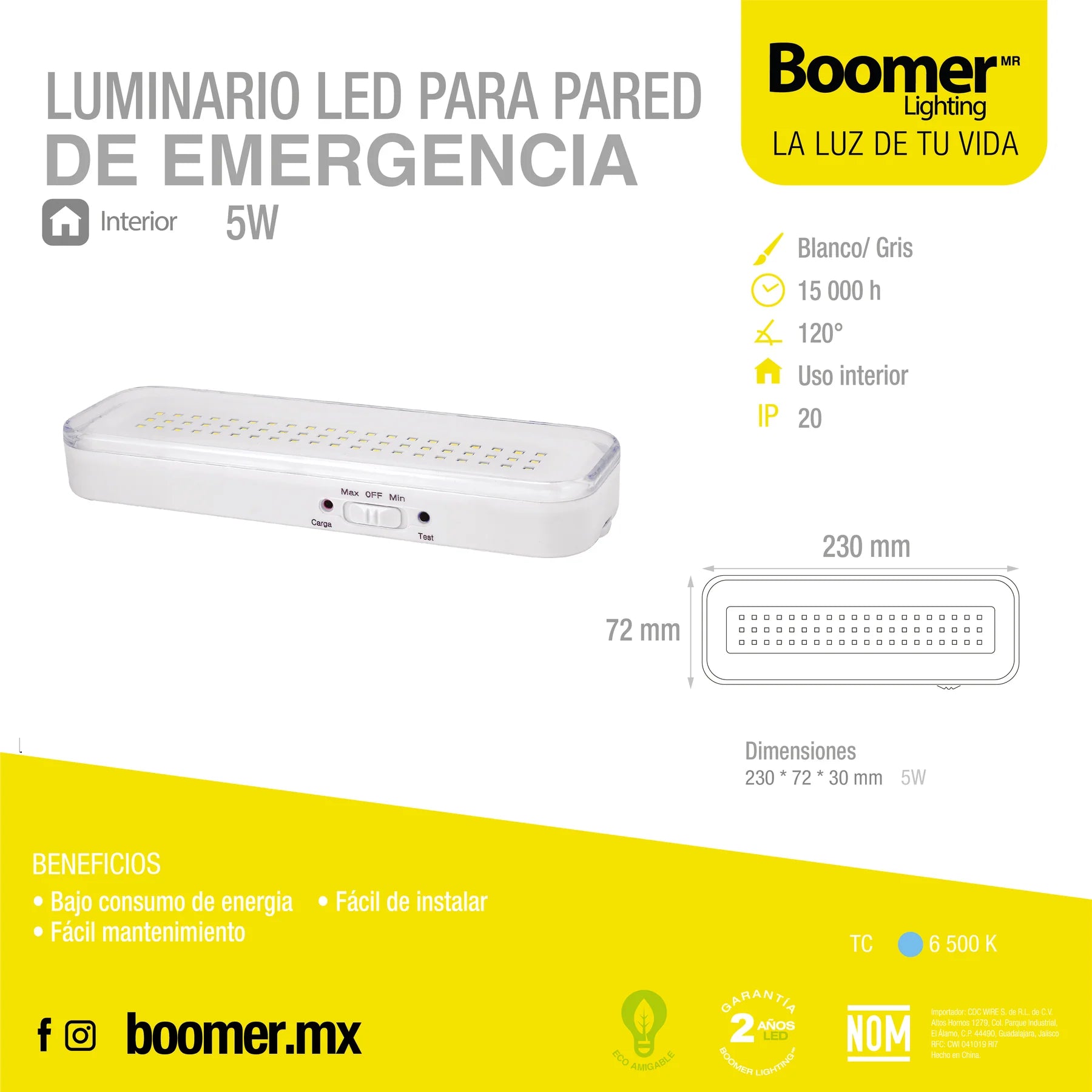 Luminario de emergencia para pared LED