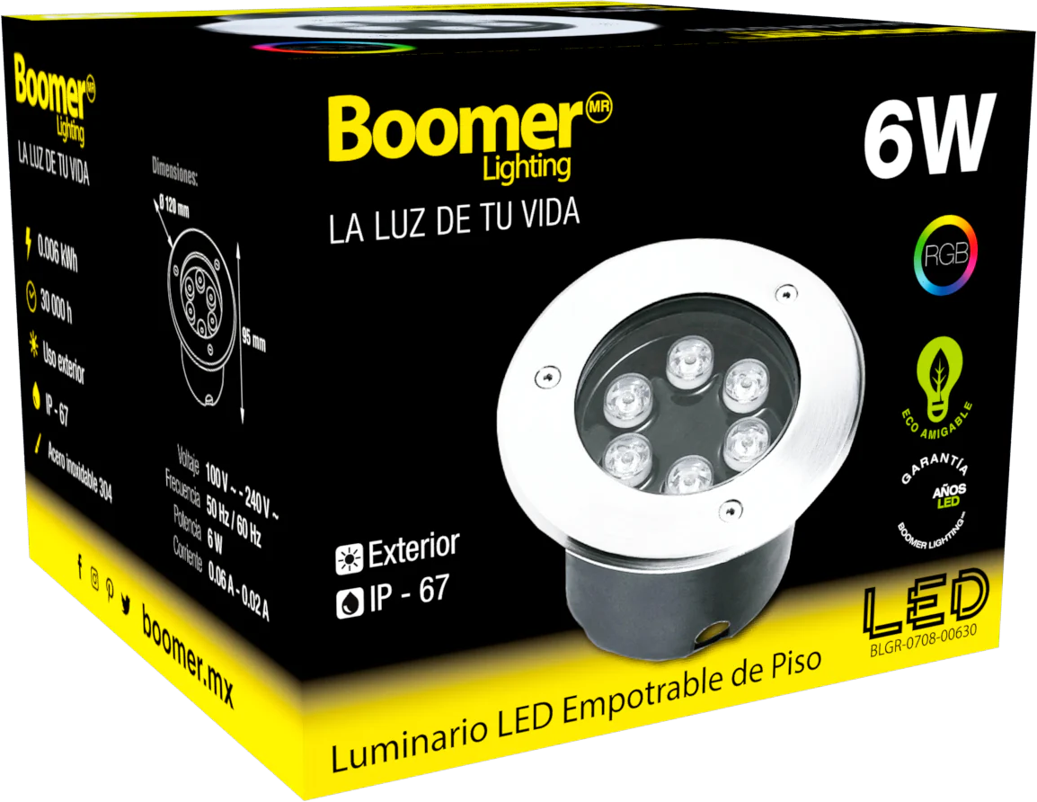 Luminario LED Empotrable De Piso RGB 6W