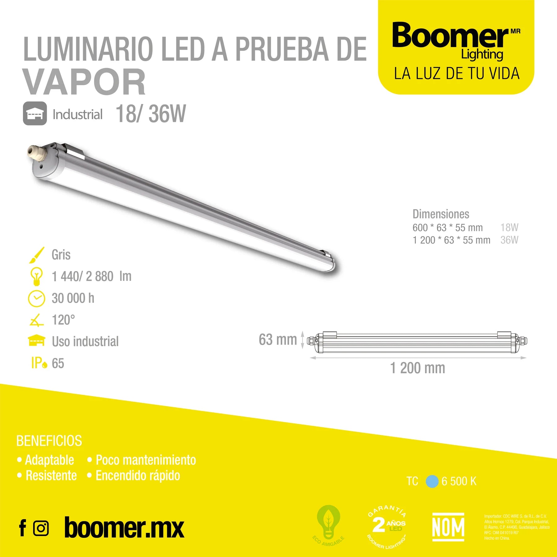 Luminario LED aprueba de vapor