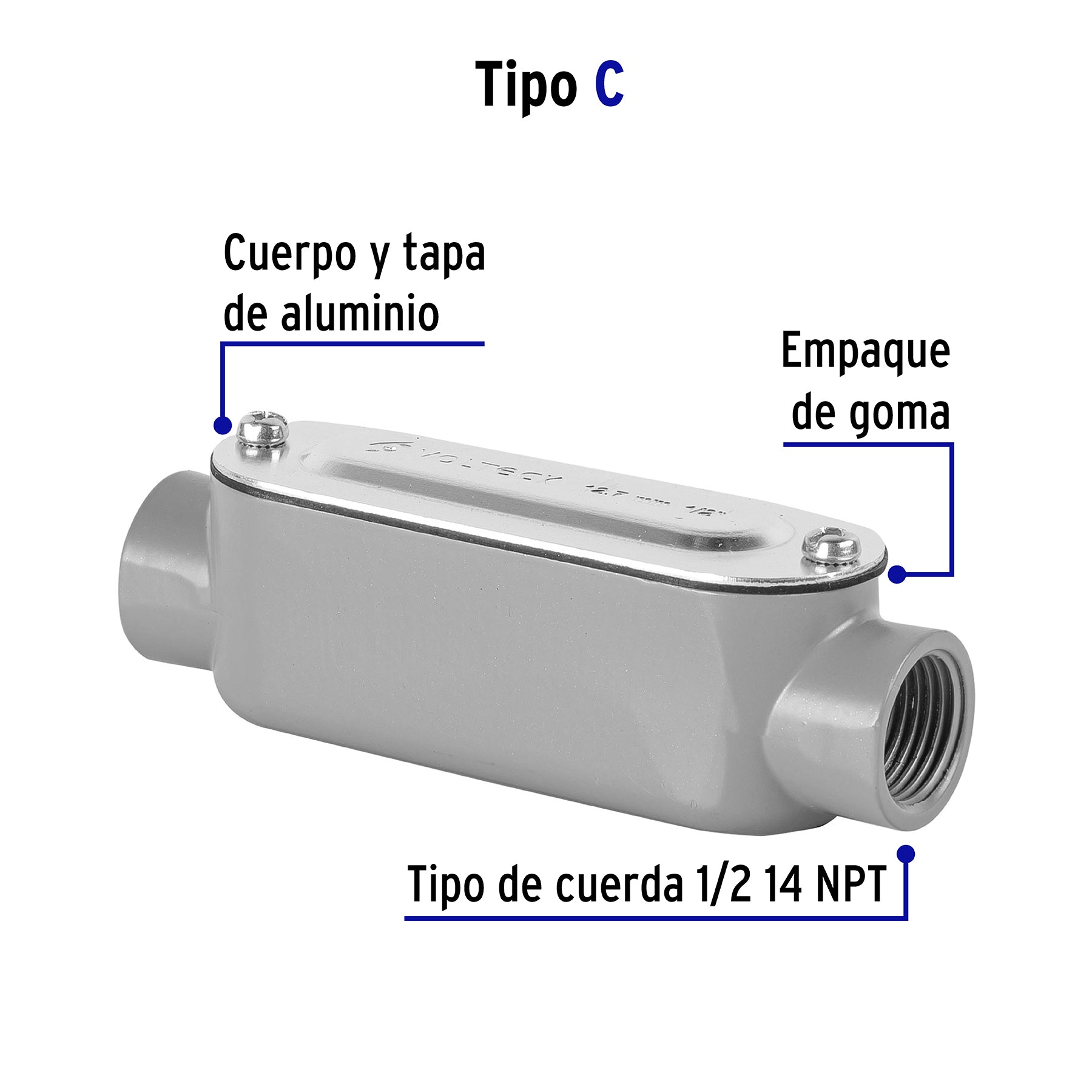 Condulet de Aluminio Tipo C 75 de 3/4"