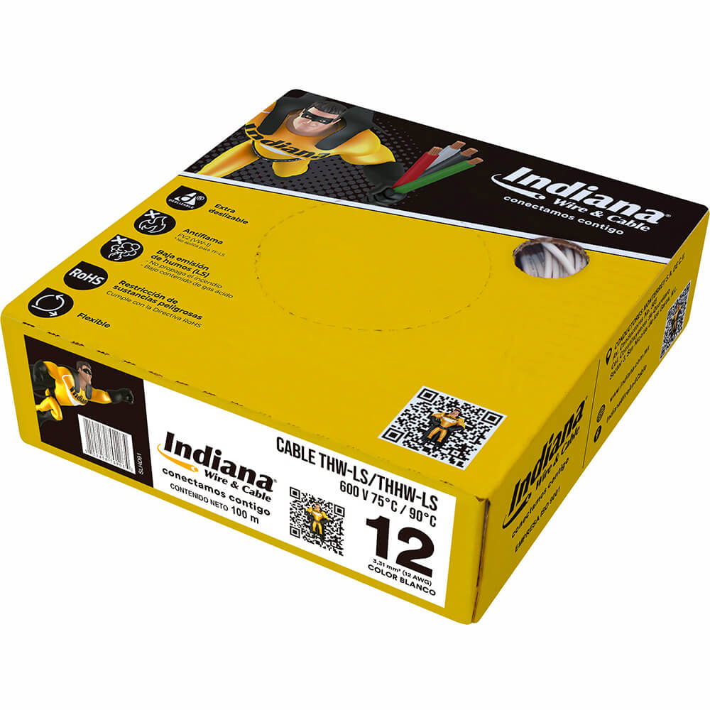 Cable Indiana THW #12 Negro Caja con 100 mts