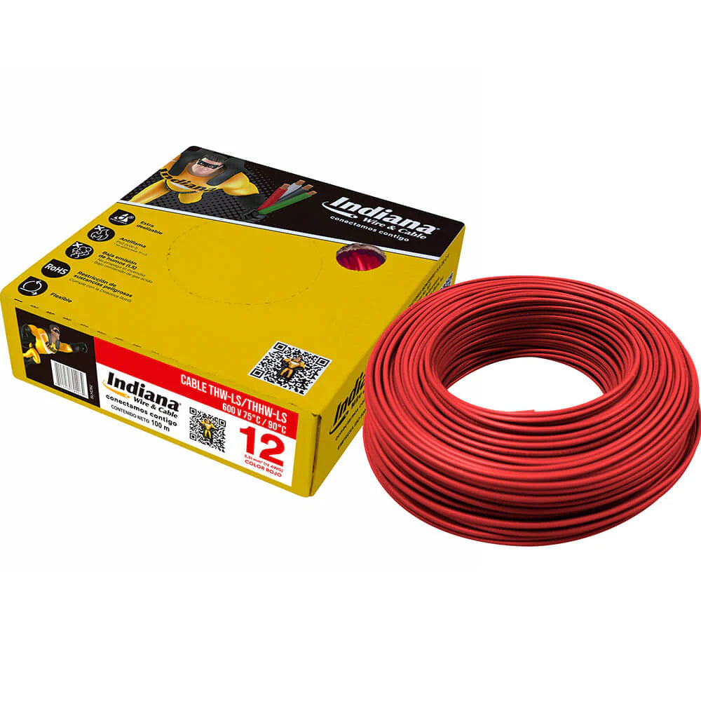 Cable Indiana THW #12 Rojo Caja Con 100 mts