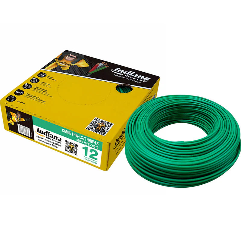 Cable Indiana THW #12 Verde Caja Con 100 mts