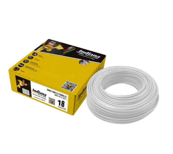 Cable Indiana THW #18 Blanco Caja con 100 mts