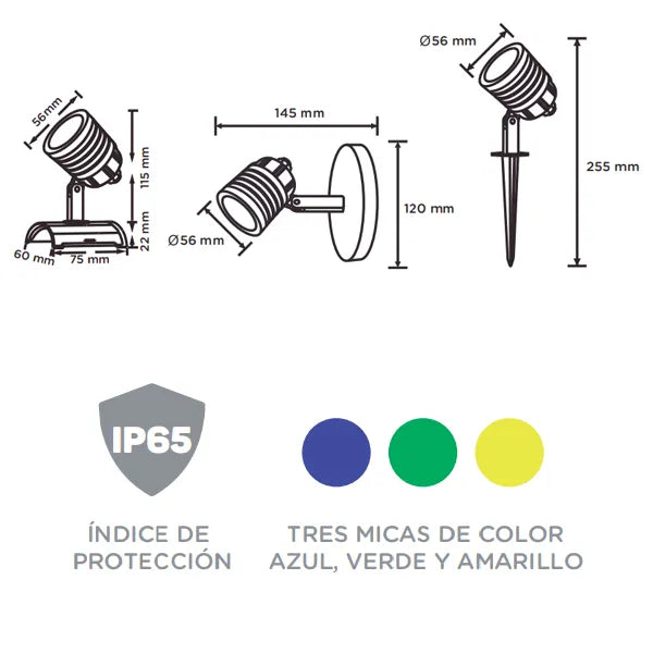 Luminario para jardín con múltiples opciones de instalación