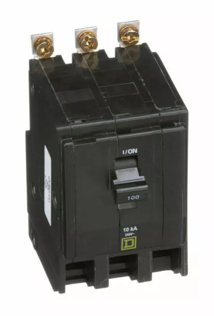 QOB3100 Interruptor termomagnético mini Square D de 3 polos, 100A, 10kA, 120/240V, atornillable